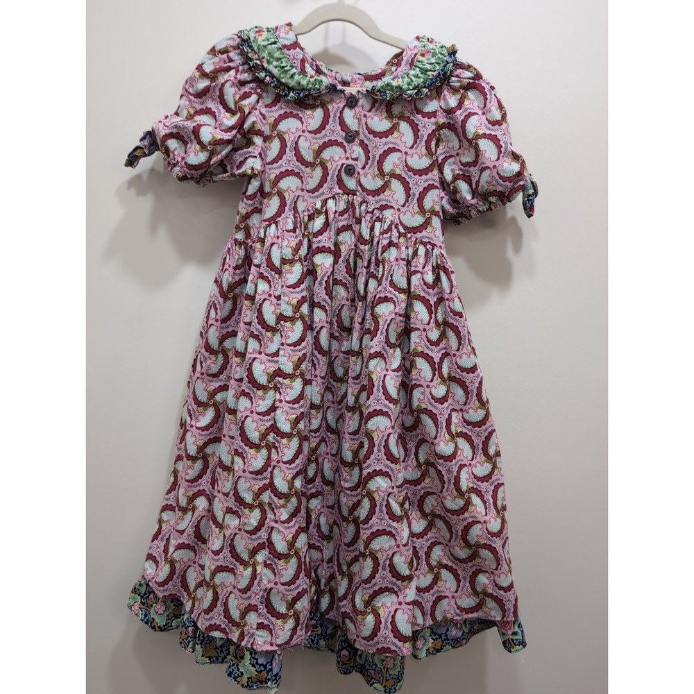 Vintage‎ Mousefeathers Girls Floral & Leaves Dress Ruffle Cottagecore Size 6X